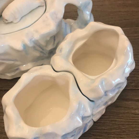 Rare OCI Omnibus Fitz & Floyd seal mother and pup on ice tea set pot sugar cream - Picture 4 of 16